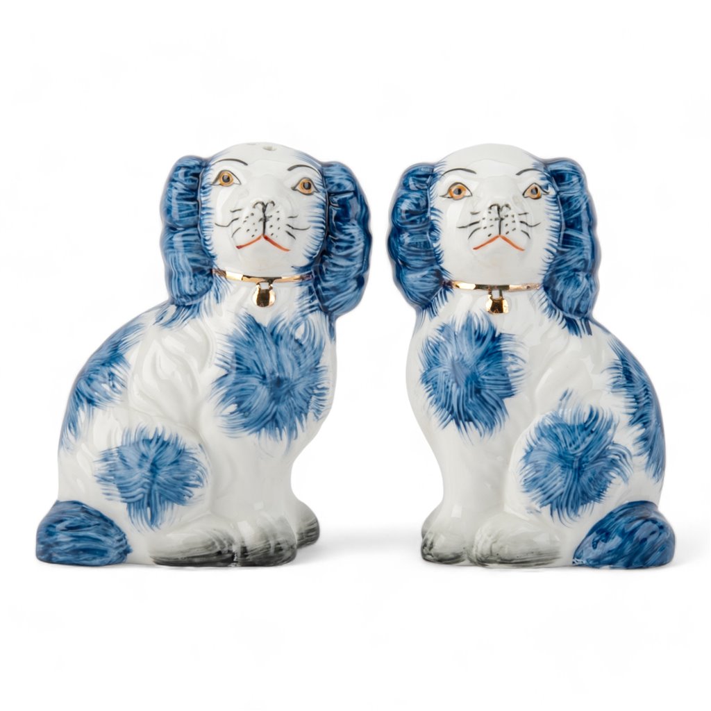 Porcelain Staffordshire Dog Salt and Pepper Set