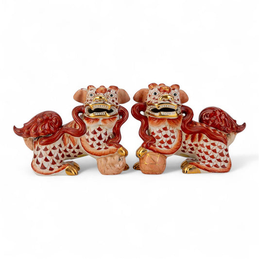 Pair of Porcelain Foo Dogs