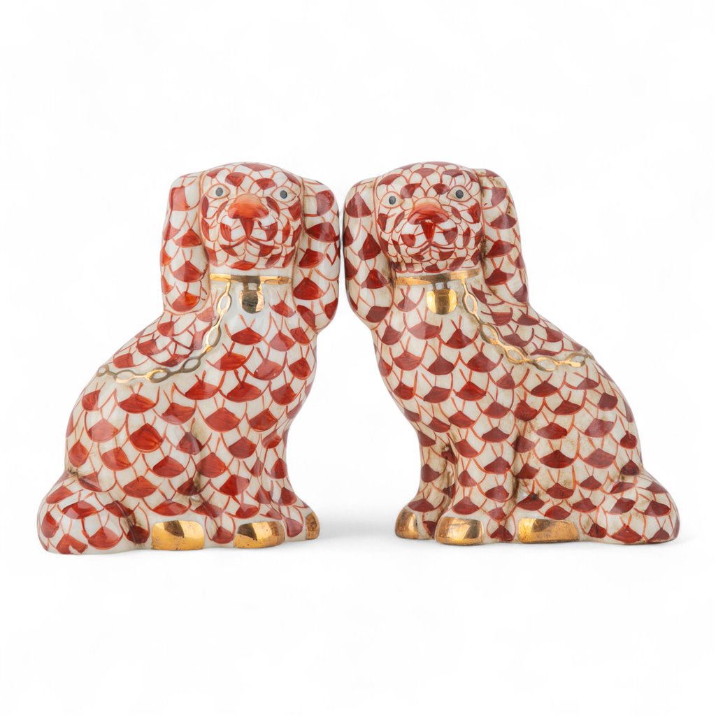 Pair of Porcelain Staffordshire Dogs - Small