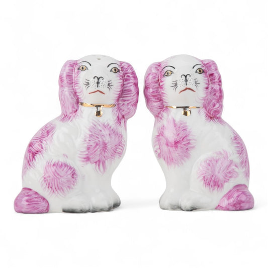 Porcelain Staffordshire Dog Salt and Pepper Set