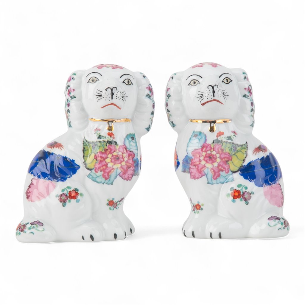 Porcelain Staffordshire Dog Salt and Pepper Set