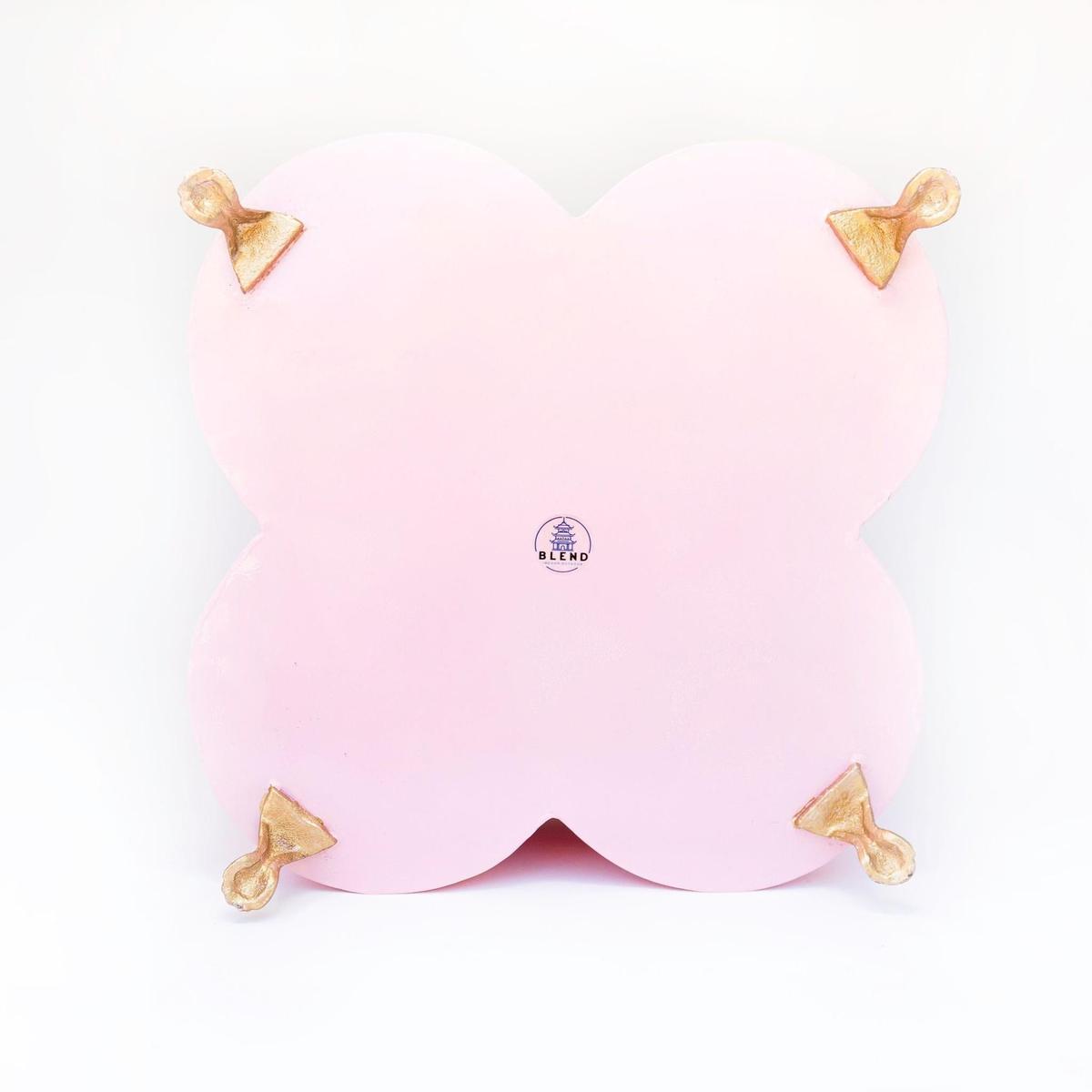 Banded Tole Quatrefoil Planter | Hand-painted Metal Cachepot Planter | Elegant Gold Claw Feet and Gold Banded Detail