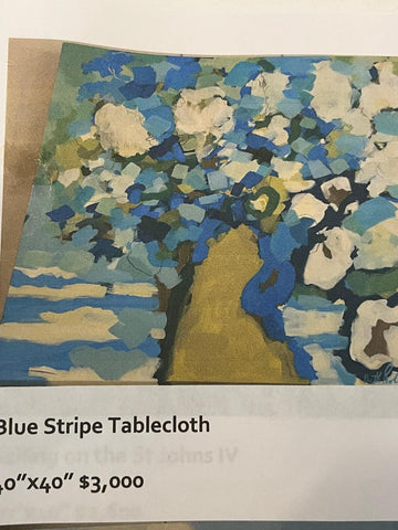Beth Robison "Blue Stripe Tablecloth" 40x40 Painting
