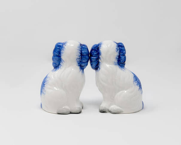 Blue & White Porcelain Staffordshire Salt & Pepper Set