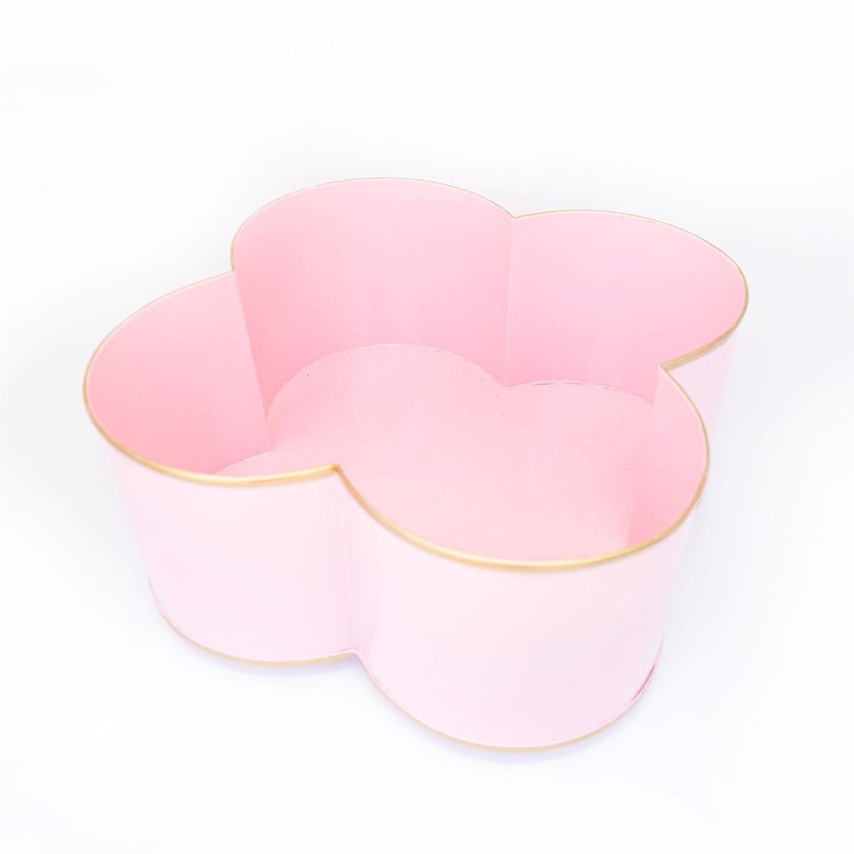 Classic Tole Quatrefoil Planter | Hand-Painted Metal Cachepot Centerpiece
