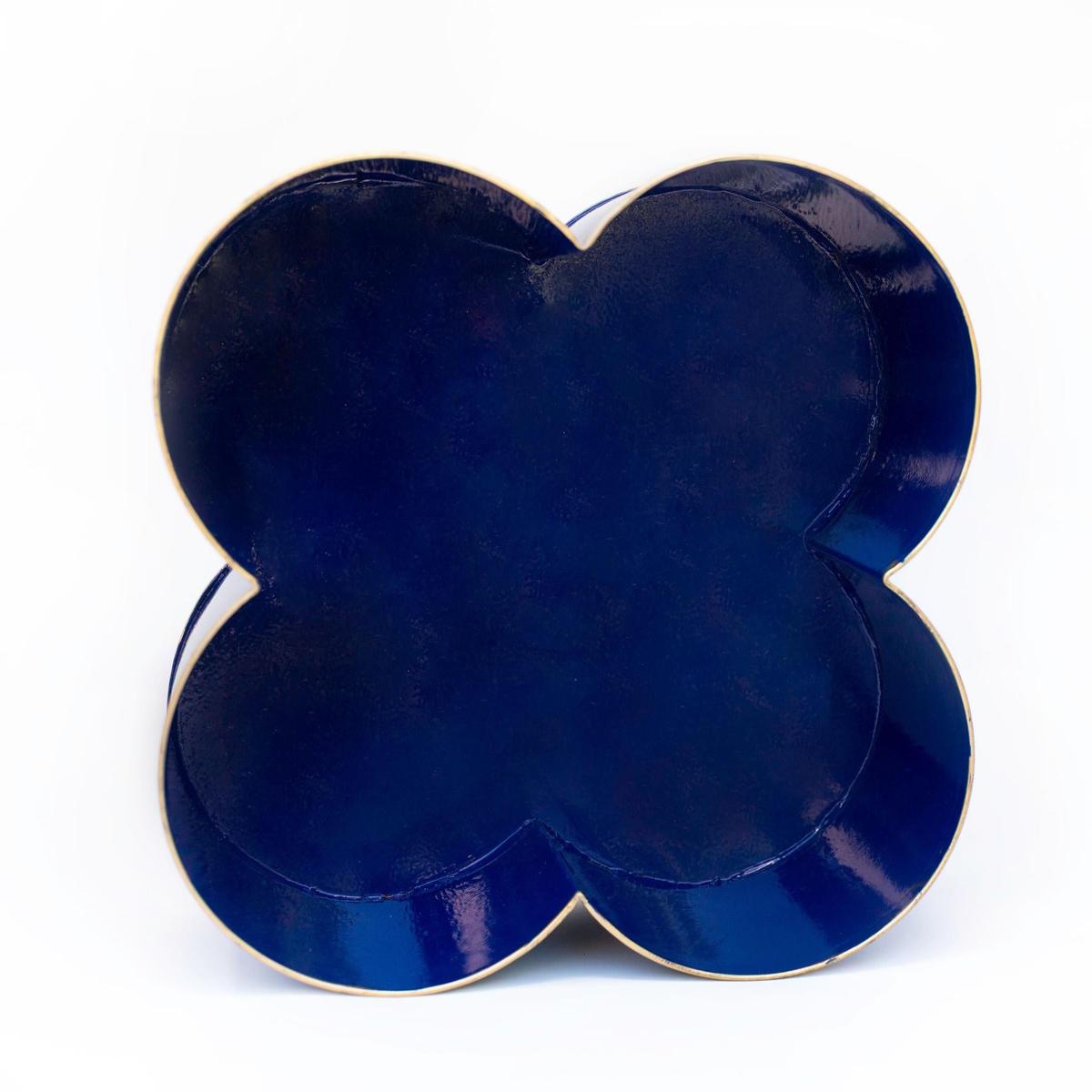 Classic Tole Quatrefoil Planter | Hand-Painted Metal Cachepot Centerpiece