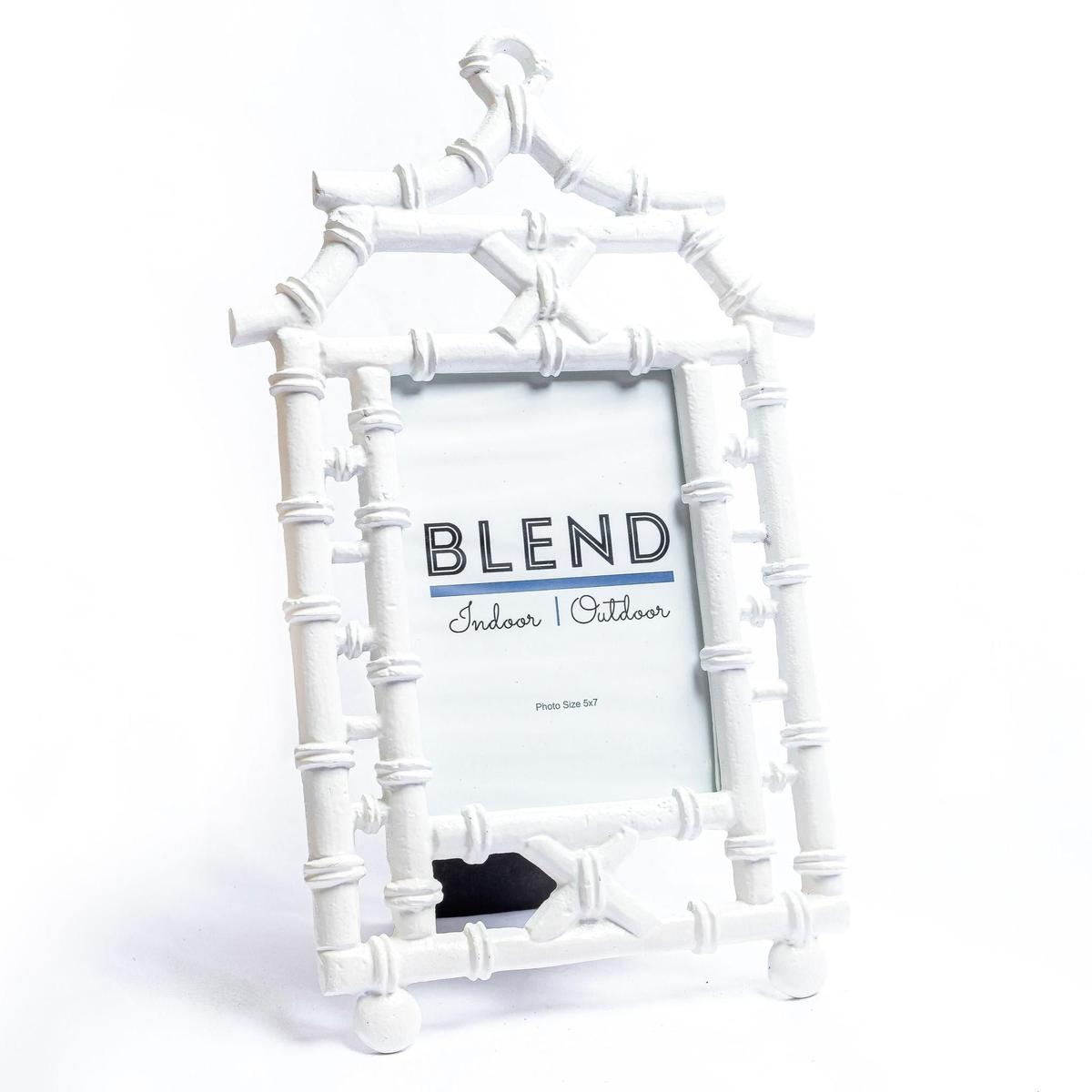 Faux Bamboo Pagoda Picture Frame | Hand-painted White Cast Iron Frame | 5x7 | 4x6