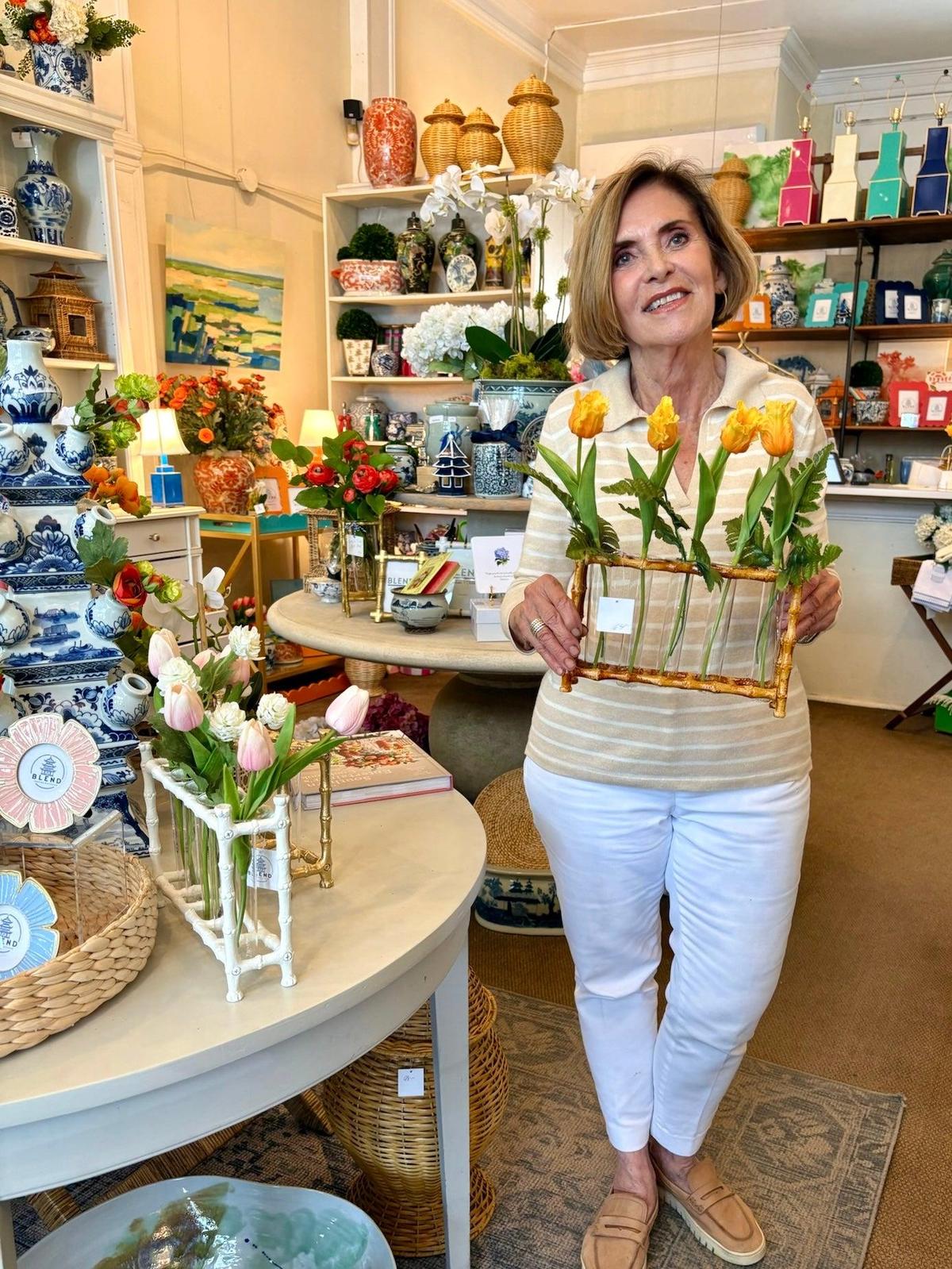 Faux Bamboo Tube Bud Vase | Chic Bud Vase for Bookshelves & Mantles