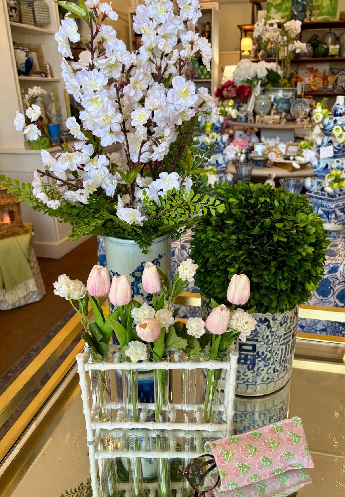 Faux Bamboo Tube Bud Vase | Chic Bud Vase for Bookshelves & Mantles