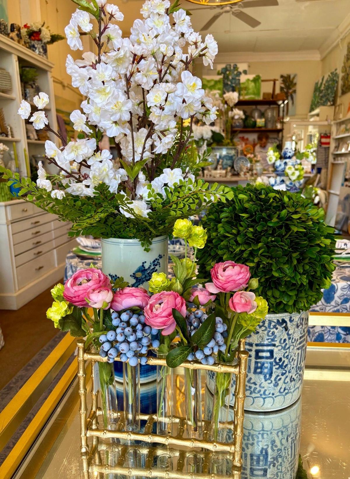 Faux Bamboo Tube Bud Vase | Chic Bud Vase for Bookshelves & Mantles
