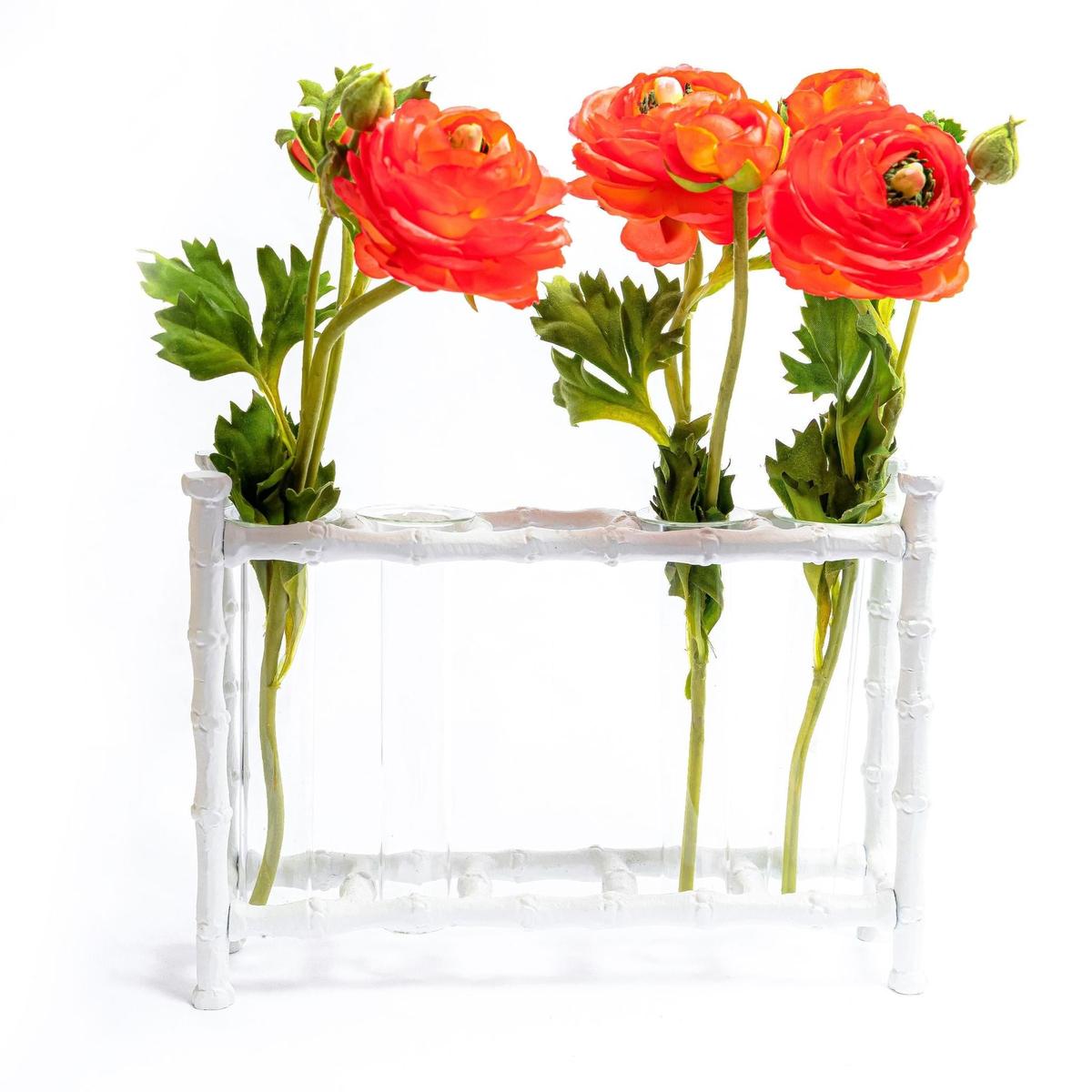 Faux Bamboo Tube Bud Vase | Chic Bud Vase for Bookshelves & Mantles