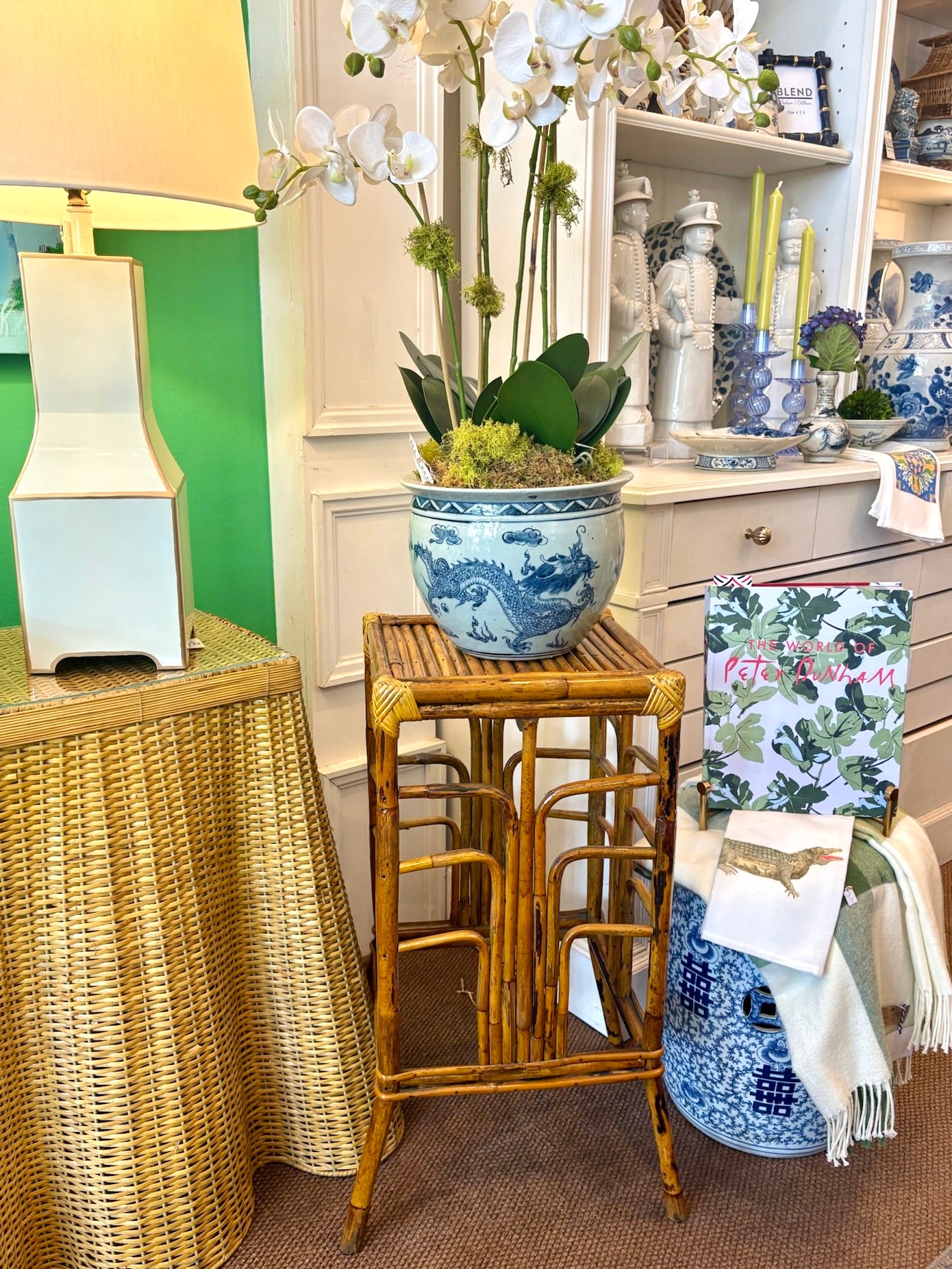 Rattan Plant Stand | Natural Bamboo Side Table