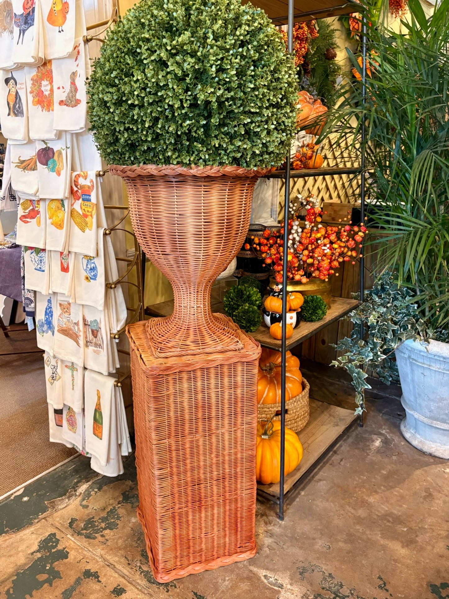 Braided Wicker Pedestal Base