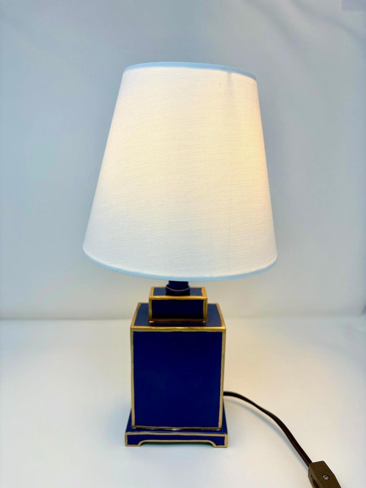 Mini Tole Tea Jar Lamp | Elegant Hand-painted Chinoiserie Bookshelf & Accent Lamp