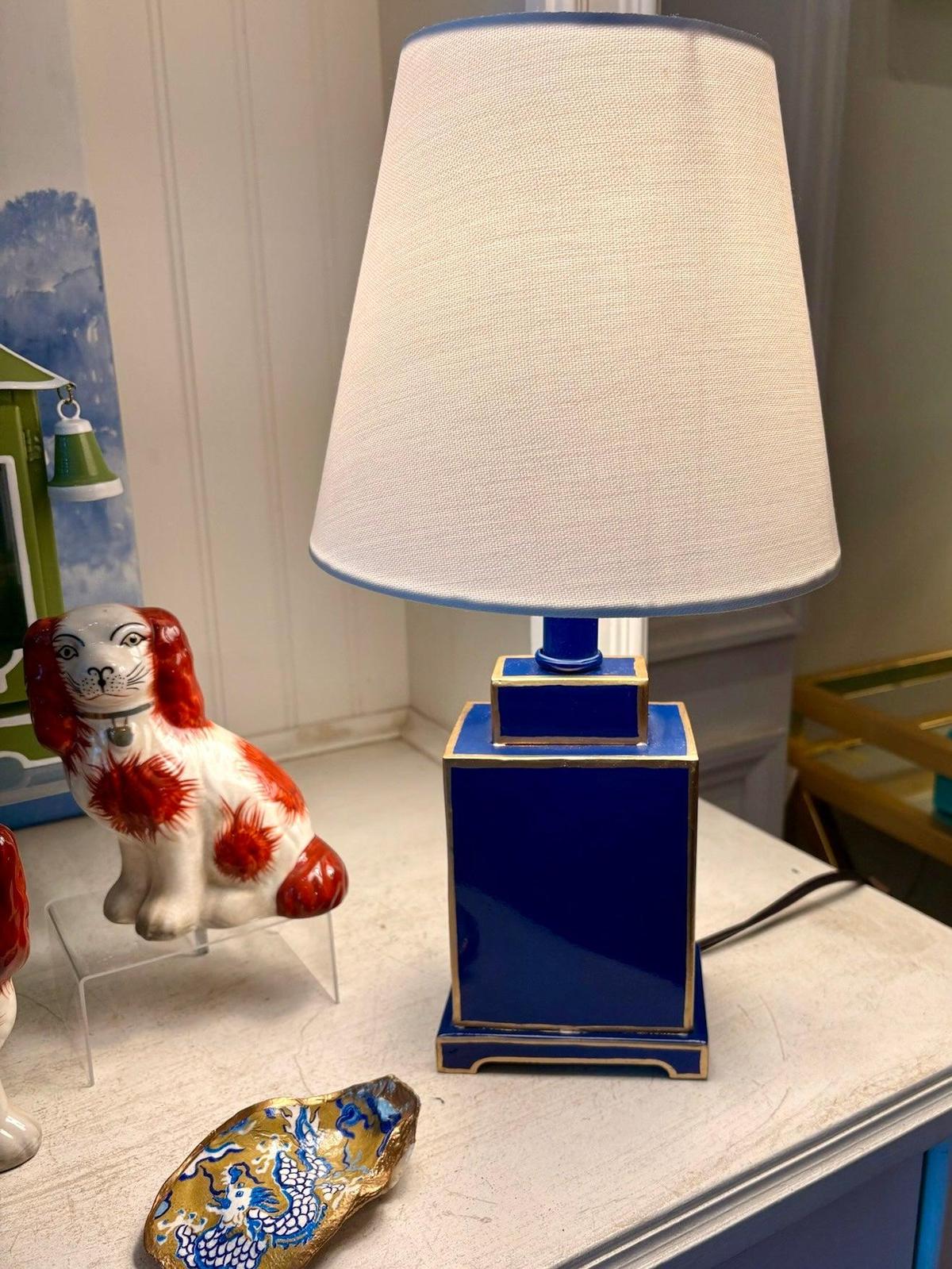 Mini Tole Tea Jar Lamp | Elegant Hand-painted Chinoiserie Bookshelf & Accent Lamp