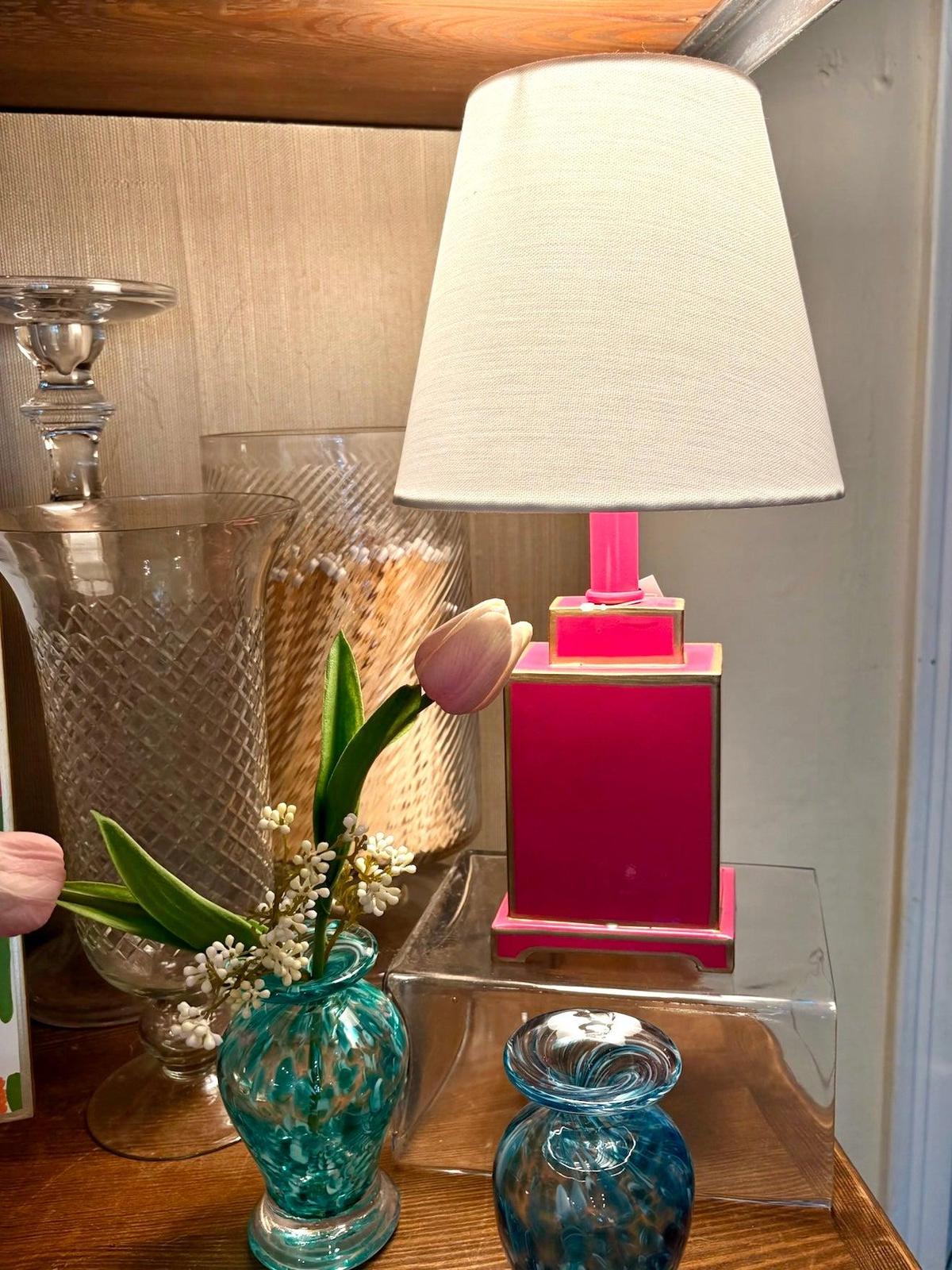 Mini Tole Tea Jar Lamp | Elegant Hand-painted Chinoiserie Bookshelf & Accent Lamp