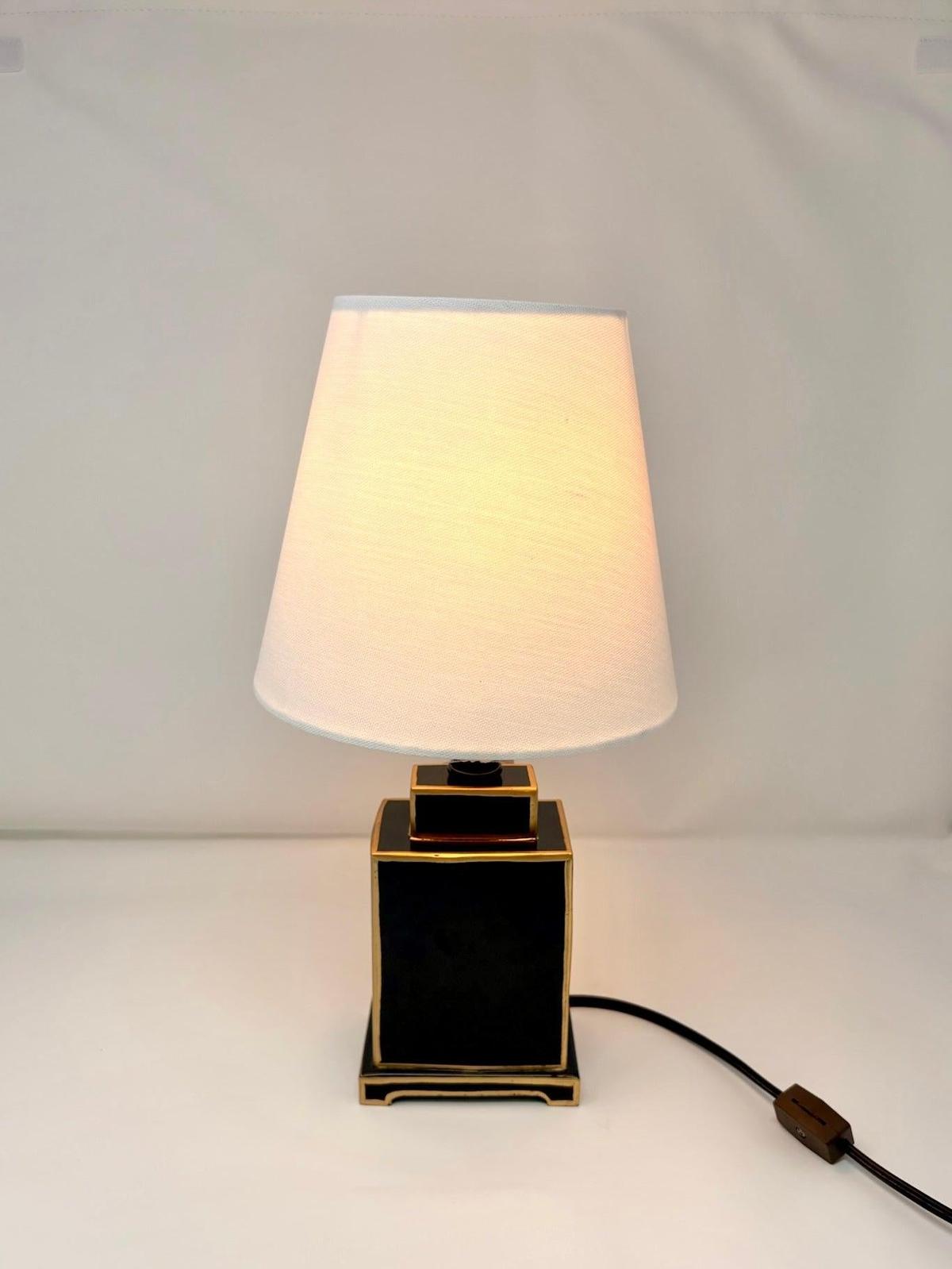 Mini Tole Tea Jar Lamp | Elegant Hand-painted Chinoiserie Bookshelf & Accent Lamp