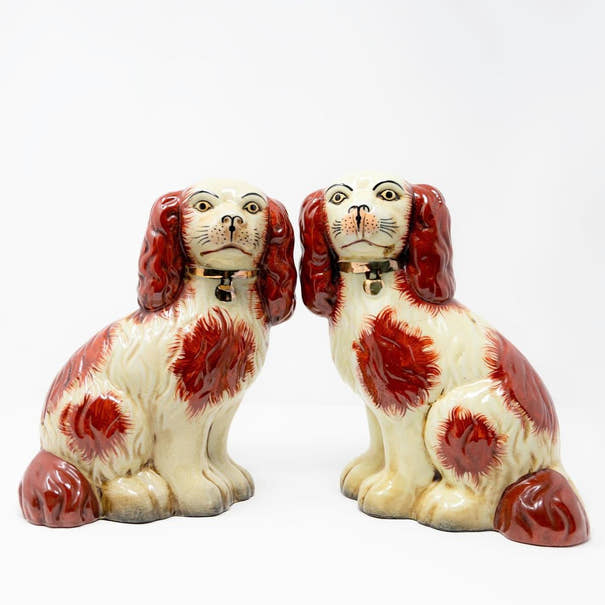 Pair of Porcelain Staffordshire Dogs - Large