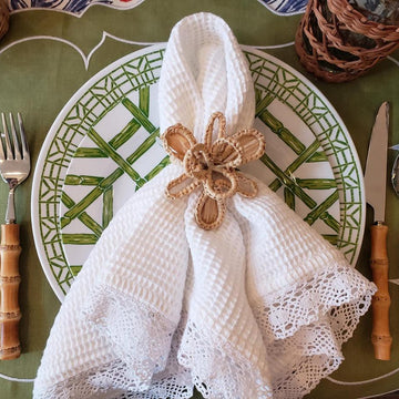 Raffia Orchid Blossom Napkin Ring