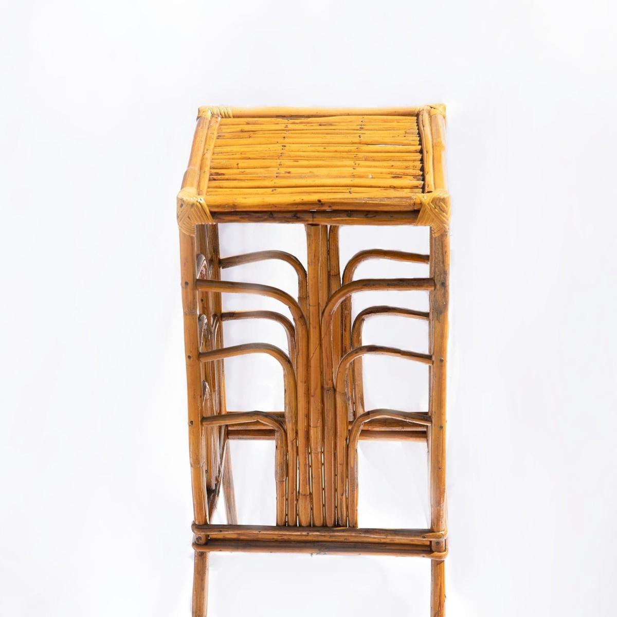 Rattan Plant Stand | Natural Bamboo Side Table