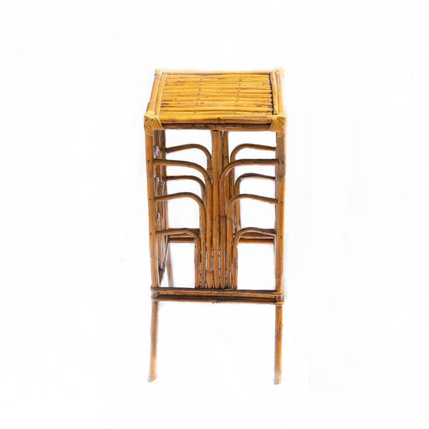 Rattan Plant Stand | Natural Bamboo Side Table