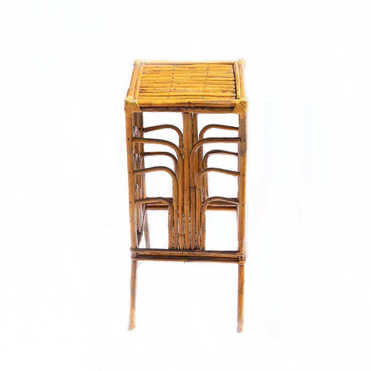 Rattan Plant Stand | Natural Bamboo Side Table