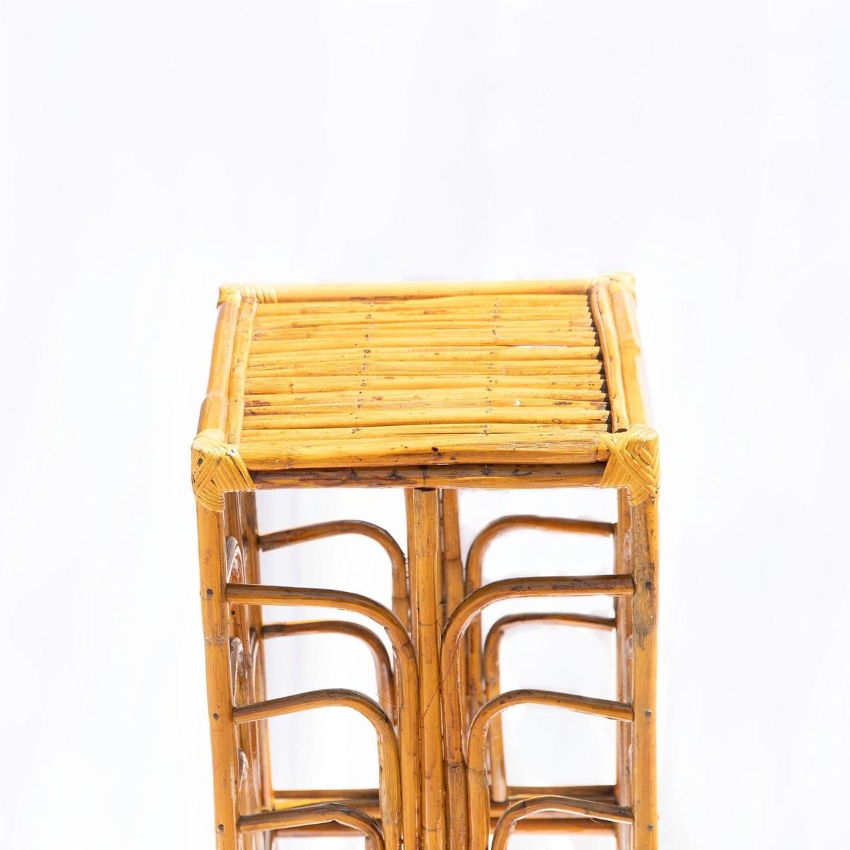 Rattan Plant Stand | Natural Bamboo Side Table
