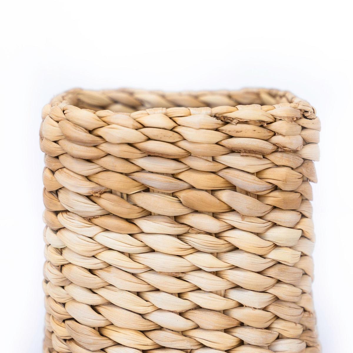 Square Banana Weave Cachepot – Natural Woven Basket, Planter or Organizer