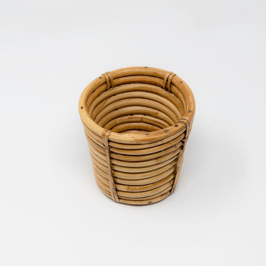 Tapered Cane Cachepot | Handwoven Decorative Planter or Organizer