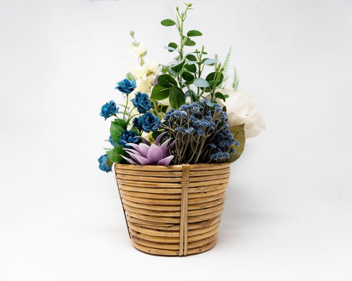 Tapered Cane Cachepot | Handwoven Decorative Planter or Organizer