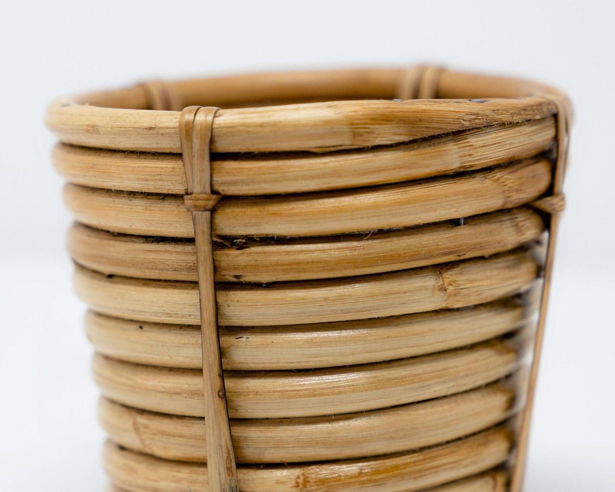 Tapered Cane Cachepot | Handwoven Decorative Planter or Organizer