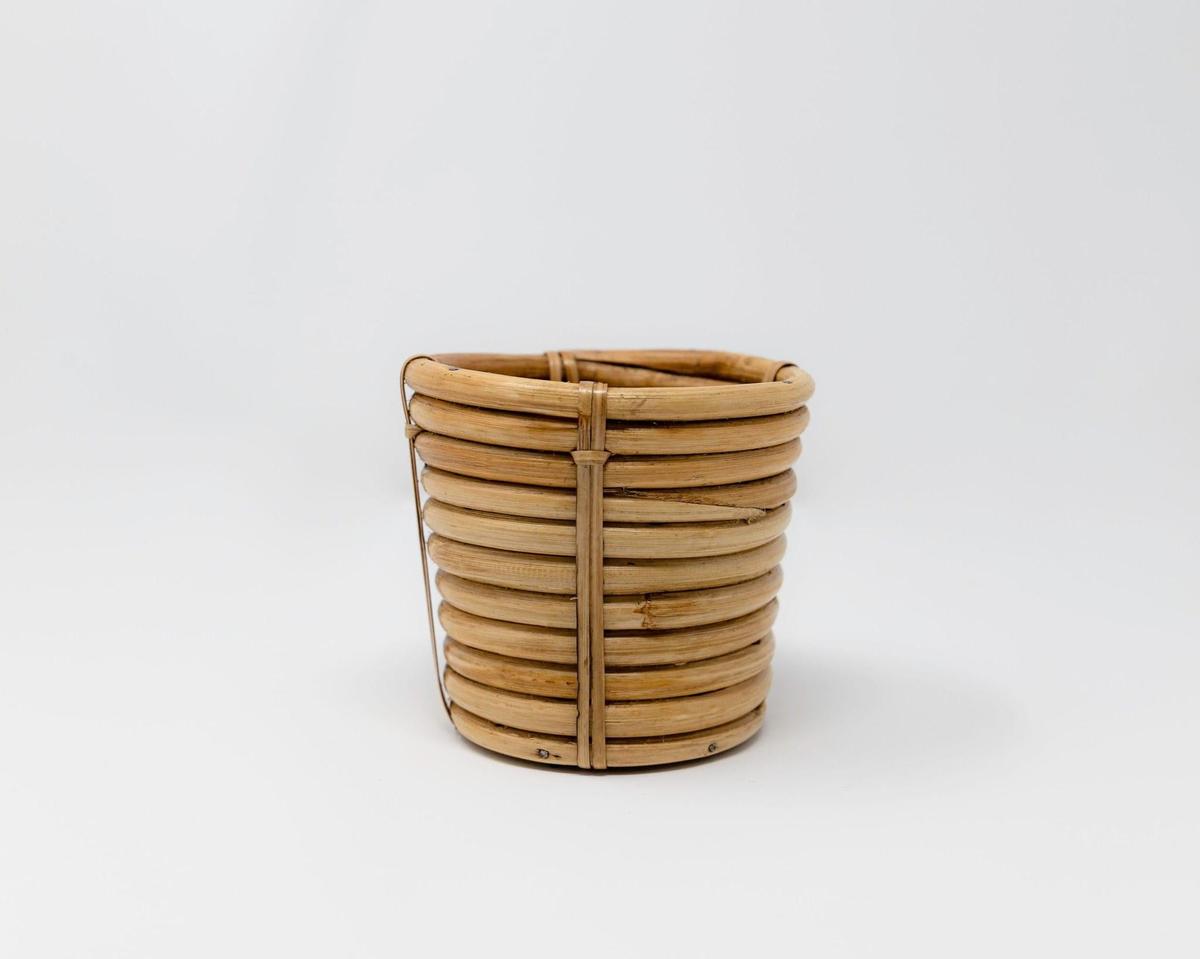 Tapered Cane Cachepot | Handwoven Decorative Planter or Organizer