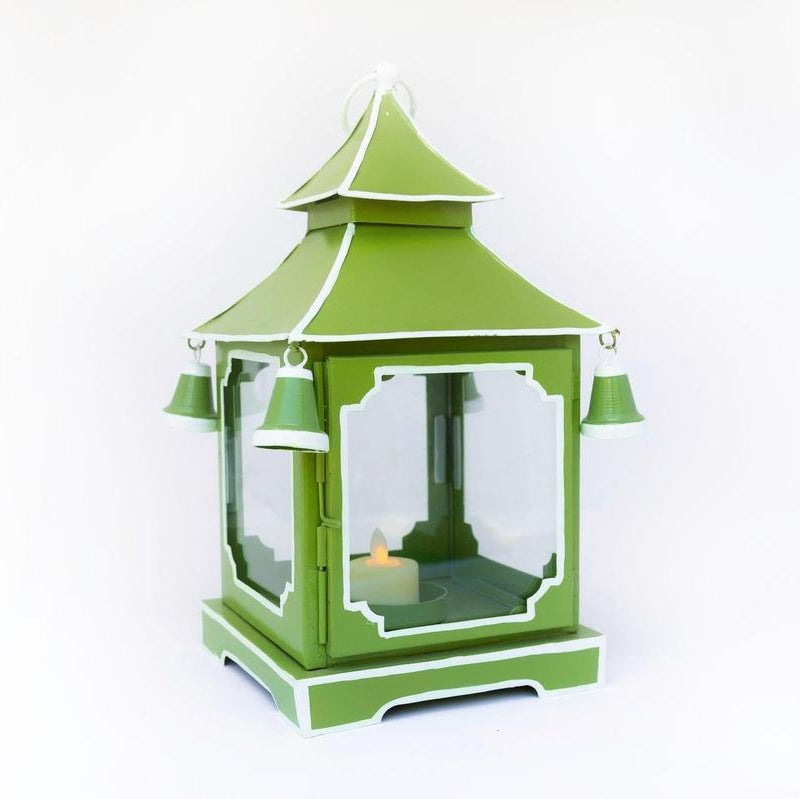 Tole Pagoda Lantern | Decorative Chinoiserie Hand-painted Metal Lantern