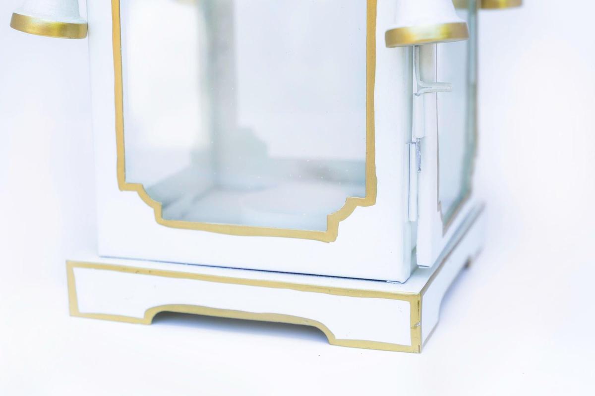 Tole Pagoda Lantern | Decorative Chinoiserie Hand-painted Metal Lantern