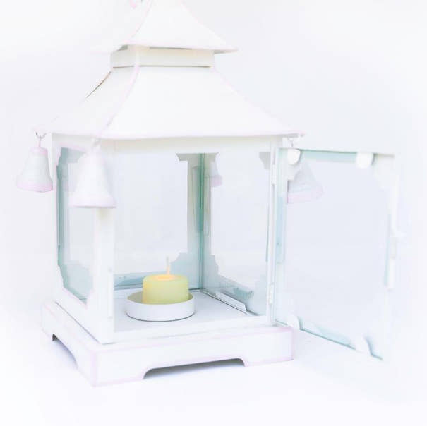 Tole Pagoda Lantern | Decorative Chinoiserie Hand-painted Metal Lantern