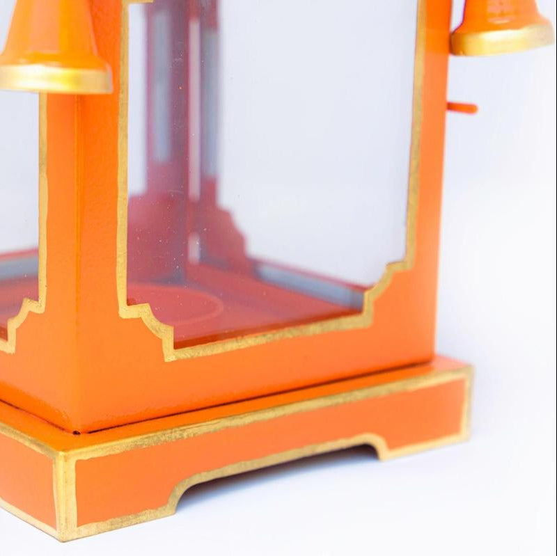 Tole Pagoda Lantern | Decorative Chinoiserie Hand-painted Metal Lantern