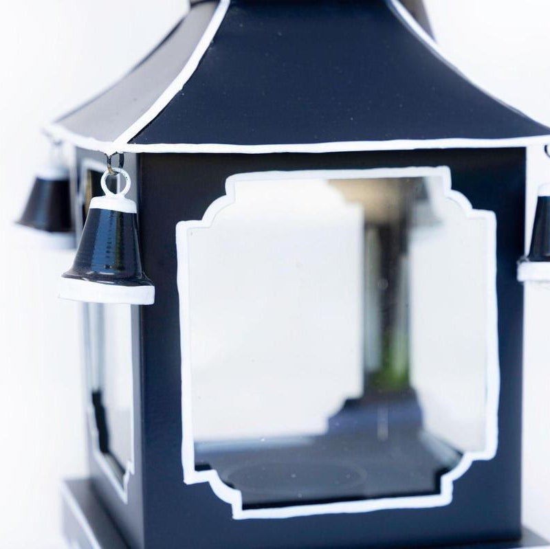 Tole Pagoda Lantern | Decorative Chinoiserie Hand-painted Metal Lantern