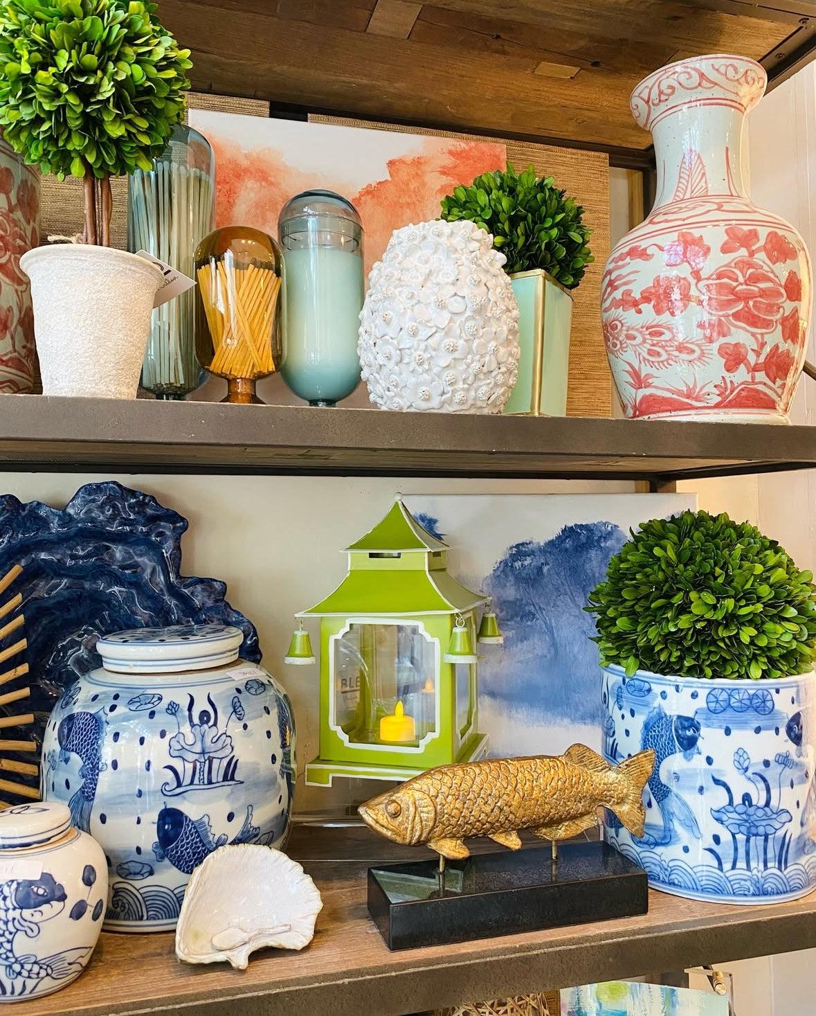Tole Pagoda Lantern | Decorative Chinoiserie Hand-painted Metal Lantern