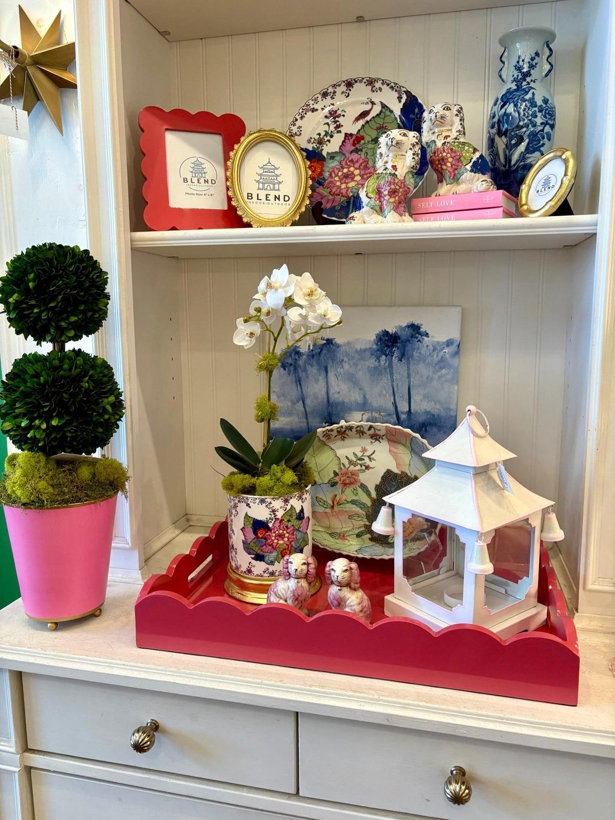 Tole Pagoda Lantern | Decorative Chinoiserie Hand-painted Metal Lantern