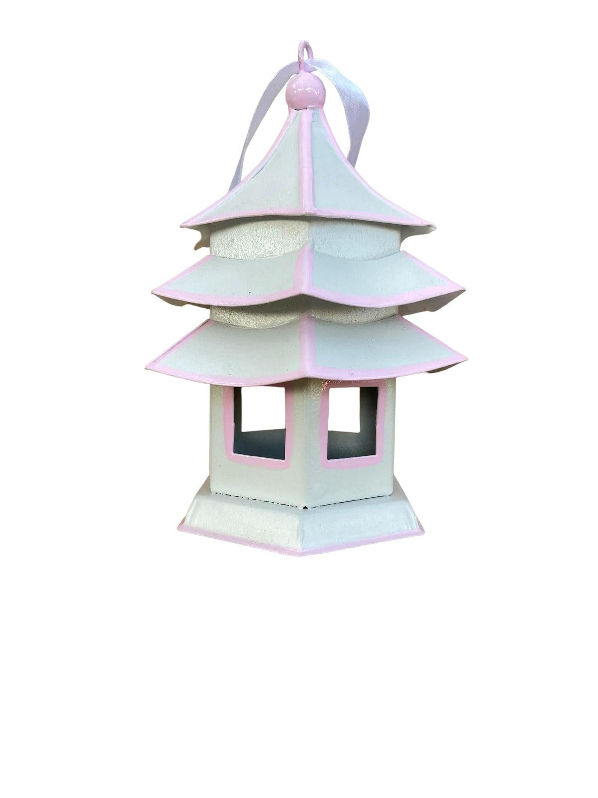 Tole Pagoda Ornament | Hand-painted Chinoiserie Decorative Accent