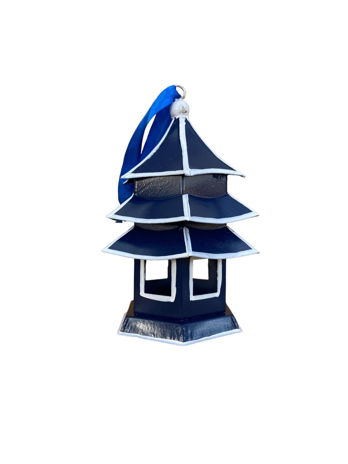 Tole Pagoda Ornament | Hand-painted Chinoiserie Decorative Accent