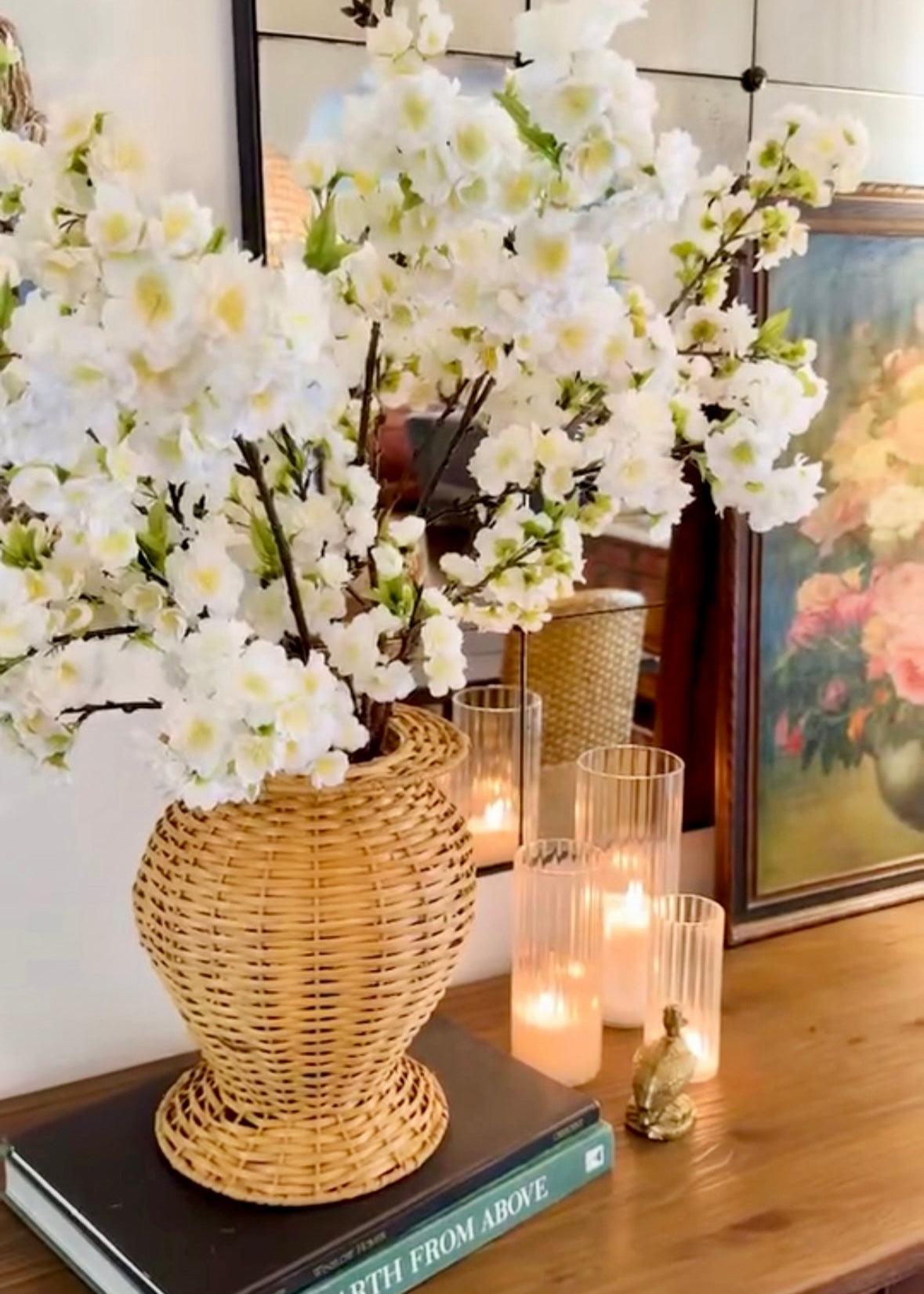 Wicker Temple Jar | Handwoven Decorative Accent Vase with Lid
