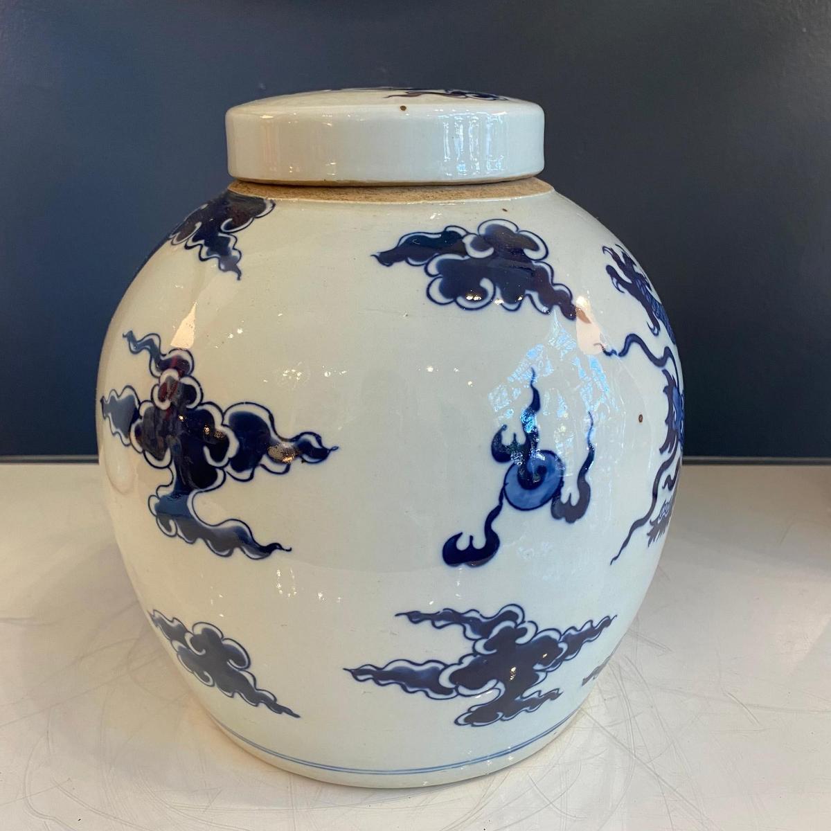 Blue & White Porcelain Dragon Ginger Jar