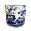 Blue and White Planter with Flower Motif
