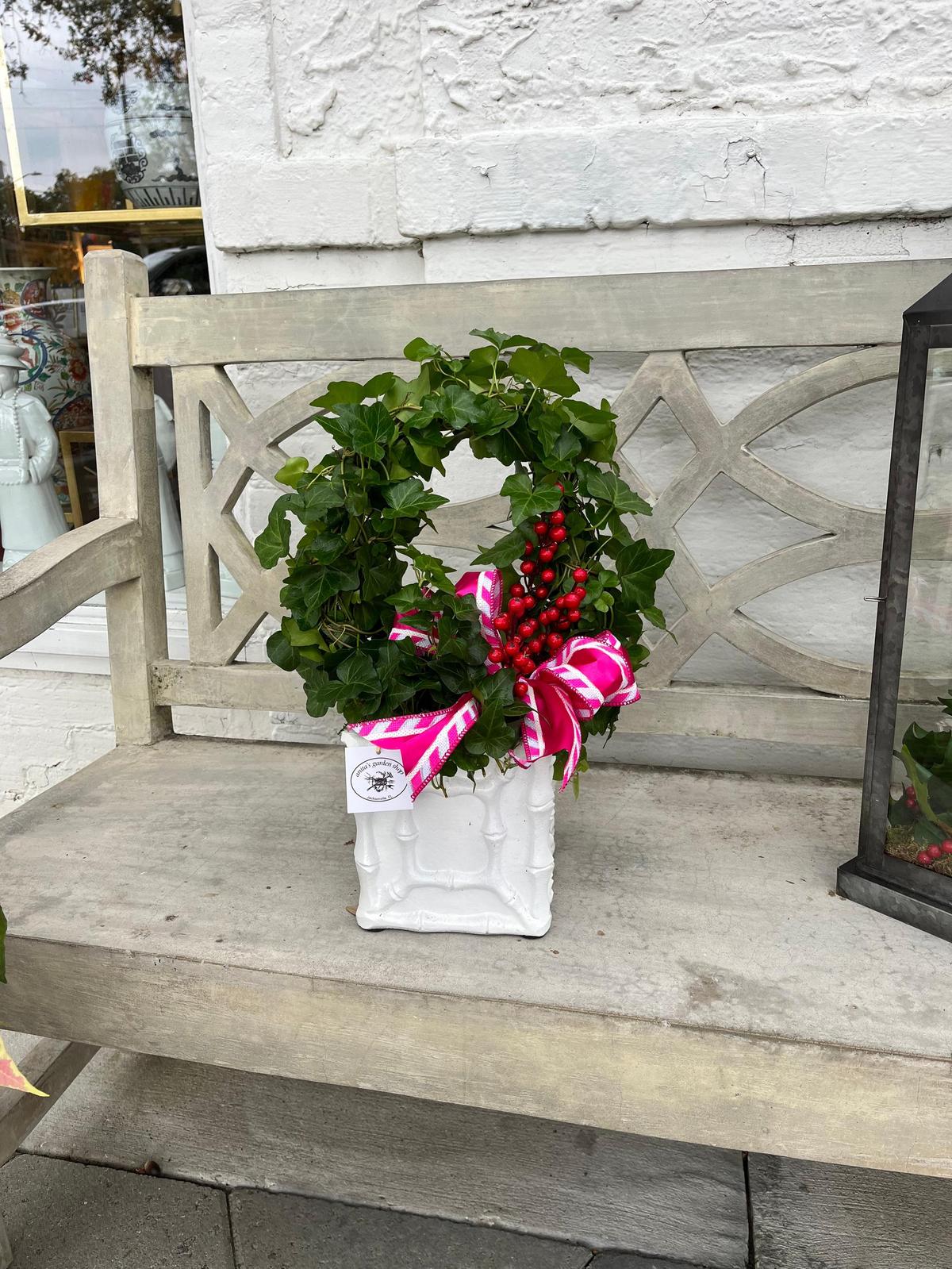 Faux Bamboo Cachepot | Painted Metal Planter Box