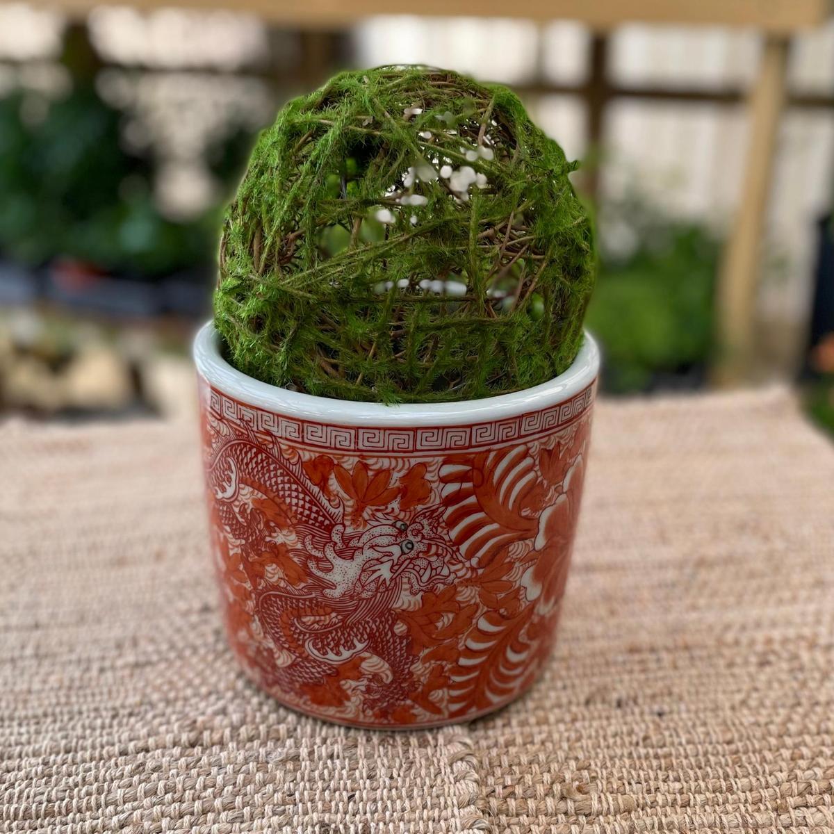 Orange & White Porcelain Brush Pot Planter