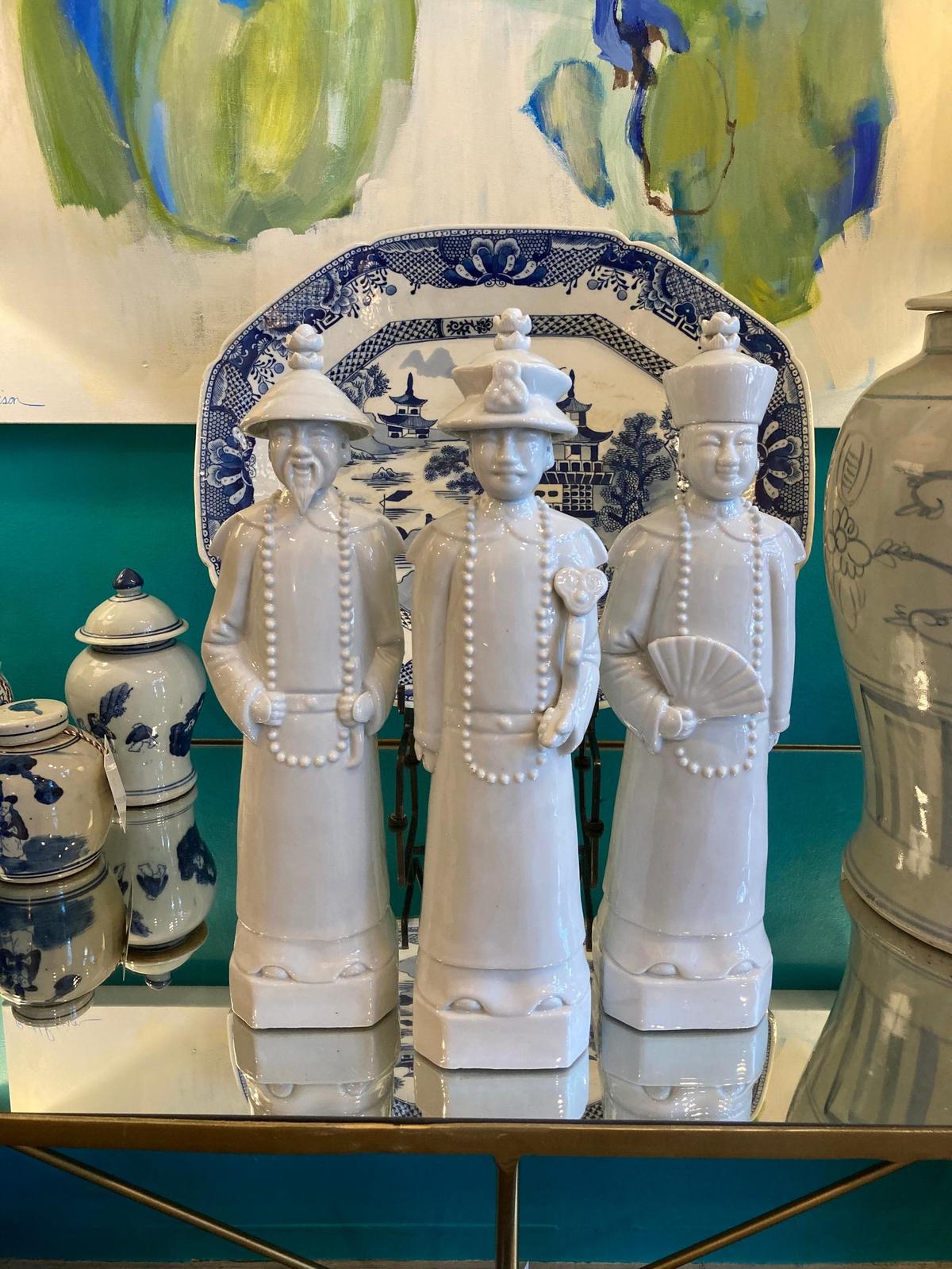 White Porcelain Qing Emperor Figurines - Set of 3 Men