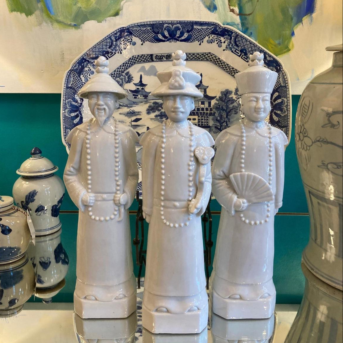 White Porcelain Qing Emperor Figurines - Set of 3 Men