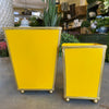 Yellow Square Metal Cachepot