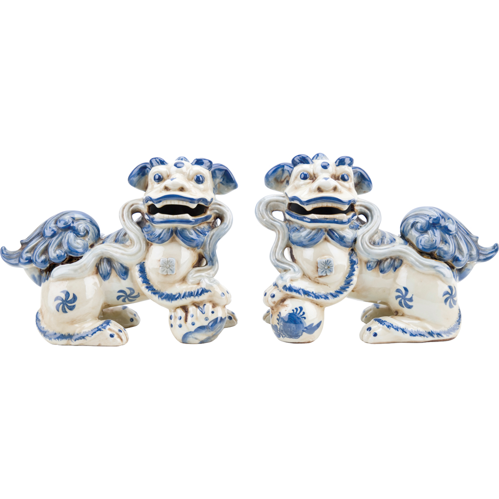 Pair of Porcelain Foo Dogs